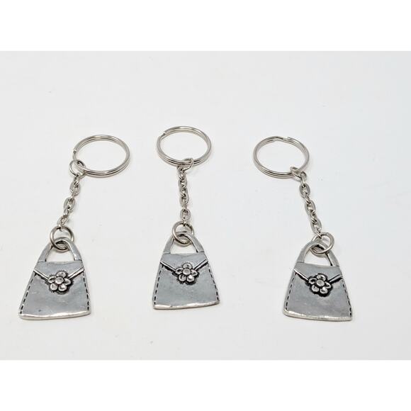 Silver-Tone Purse Handbag Shaped Key Rings Fob Chain Lot of 3 - Picture 1 of 3